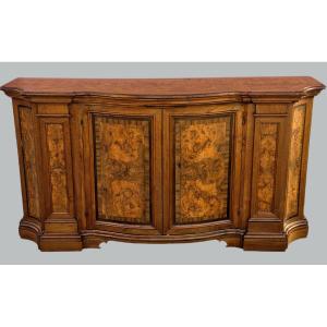 Shaped Walnut And Olive Burl Sideboard, Lombard-venetian Area, 18th Century
