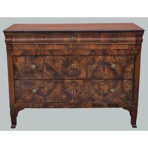 Commode Charles X – Louis-Philippe en noyer et ronce de noyer, Italie, vers 1830