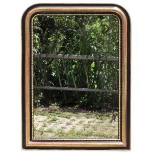 French Mirror, Lacquered Black And Gilded With Gold Leaf, Late 19th Century, 95 X 71 Cm