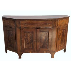 Large Corner Sideboard In Solid Walnut – Italy, Early 19th Century