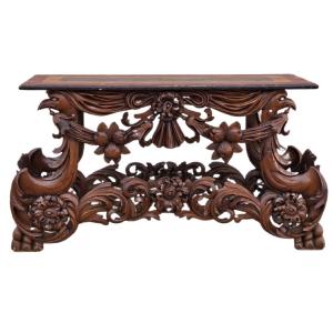 Grande console baroque vénitienne en bois sculpté, fin XVIIe - début XVIIIe siècle