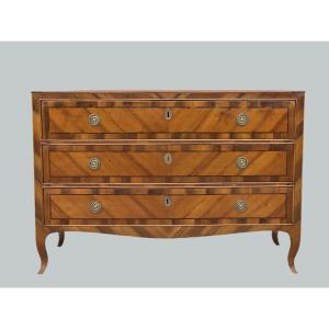 Venetian Louis XVI Chest Of Drawers With Cherry Wood Veneer, Late 18th Century