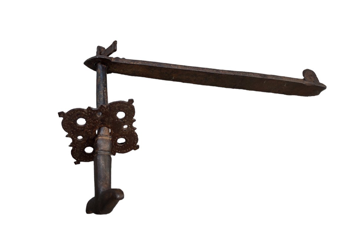 Wrought Iron Handle With 18th Century Clenche-photo-2