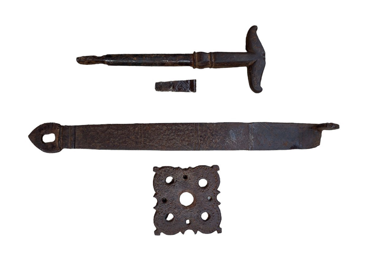 Wrought Iron Handle With 18th Century Clenche-photo-4
