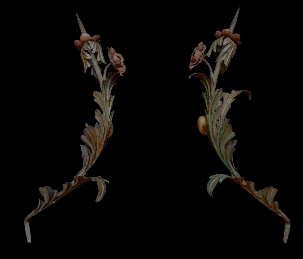 Pair Of 18th Century Painted Iron Sconces-photo-3