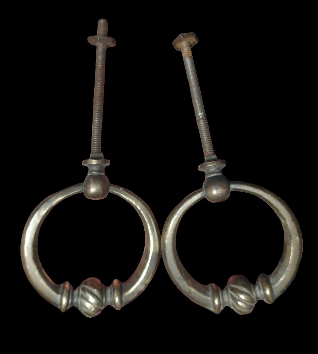 Paire Of Bronze Small Handles Empire Period-photo-3