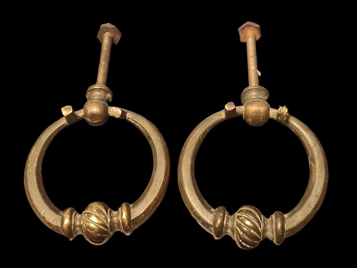 Paire Of Bronze Small Handles Empire Period-photo-3