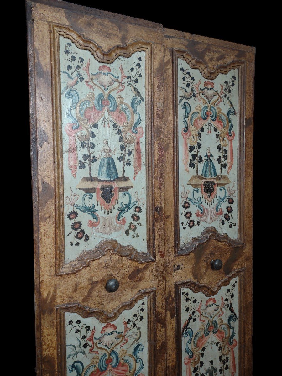 Importante Porte Sicilienne Peinte Des 2 Côtés XVIIIe Siècle-photo-3