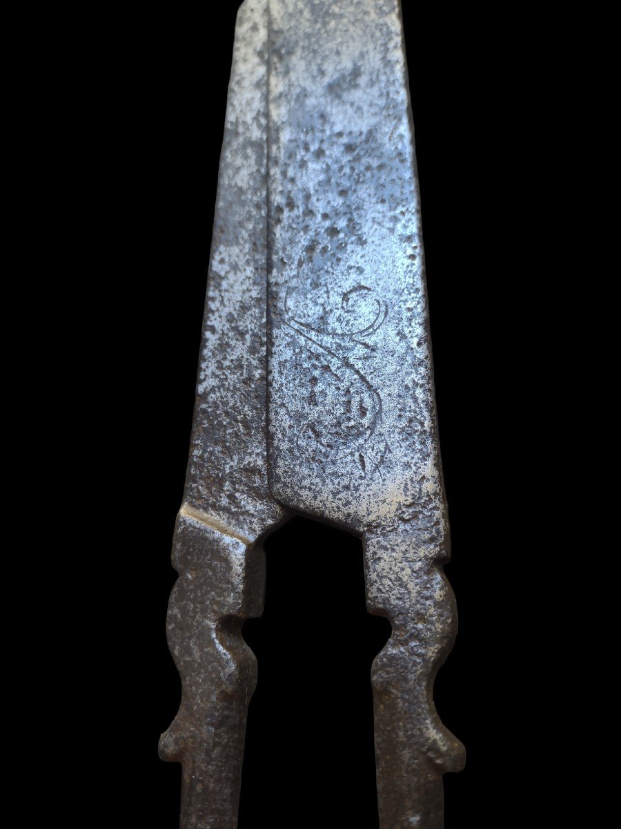 Engraved Wrought Iron Compass XVIII Century -photo-2