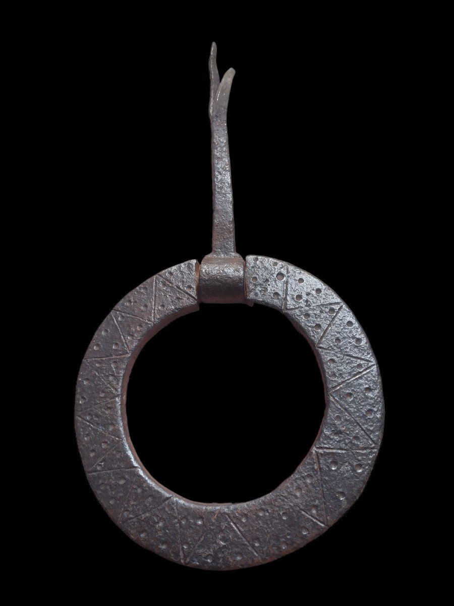 Engraved Wrought Iron Door Handle XVII Century 