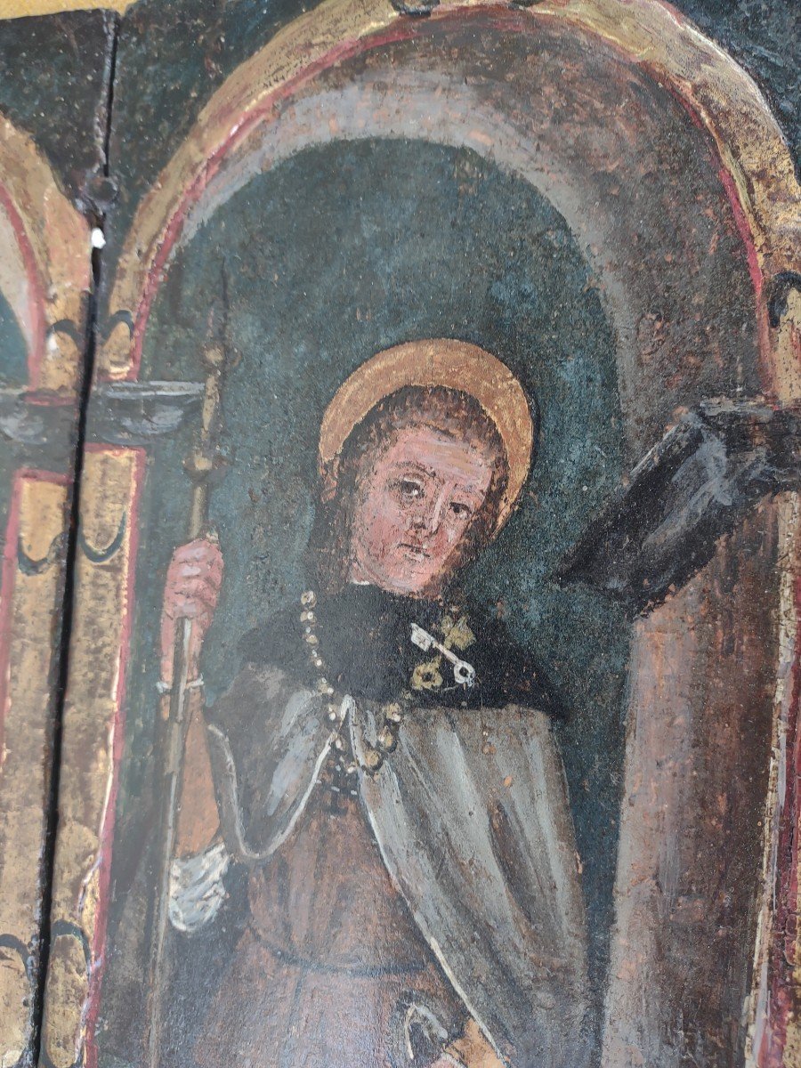 "saint Sebastian" And "saint" Pair Of Oil-on-board Predels, Central Italy 16th Cent-photo-2
