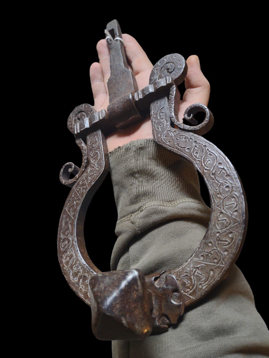 Wrought Iron Engraved Door Knocker Early XVII Century 