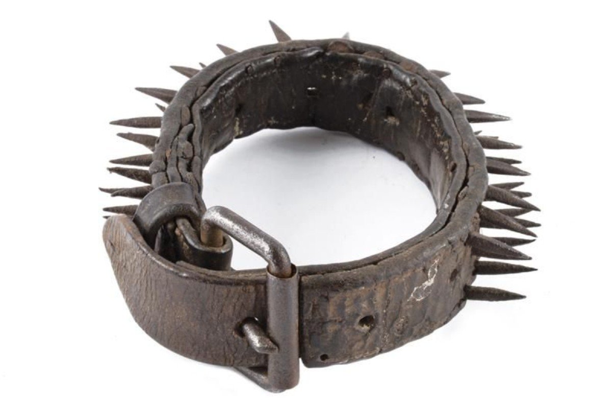 Collier Pour Chien  Mâtin En Cuir Et Fer Forgé Fin Du XVIIIe Siècle-photo-2