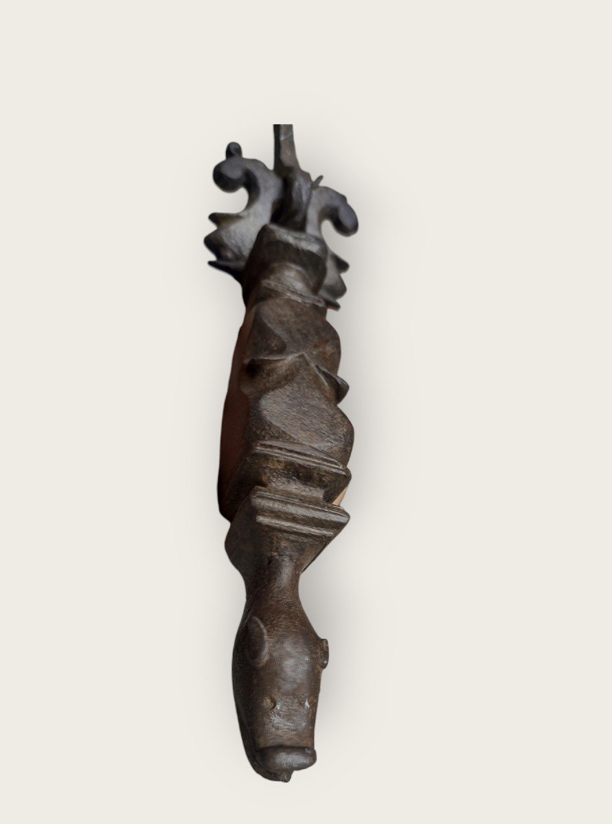 16-17th Century Wrought Iron Dragon Knocker-photo-4