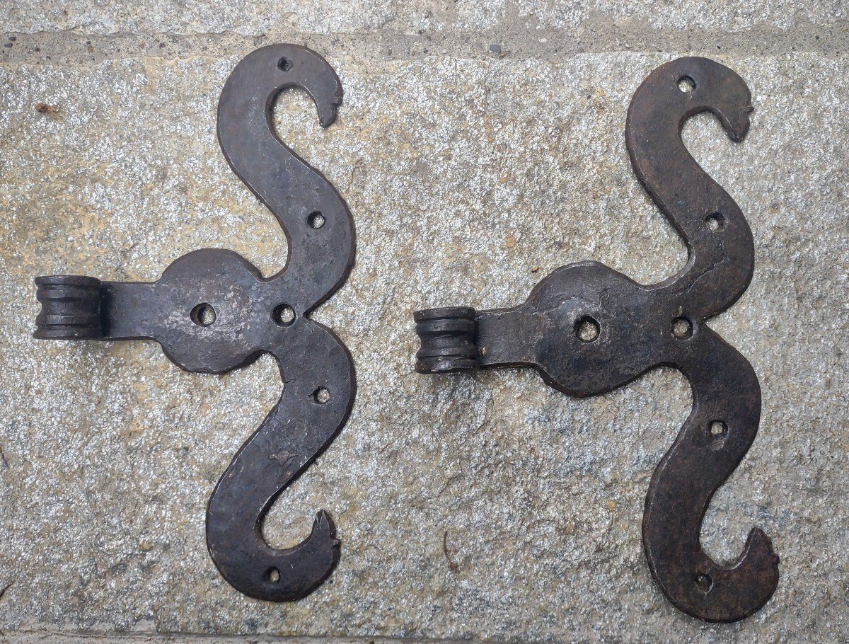 Paire De Pentures En Fer Forgé -photo-2