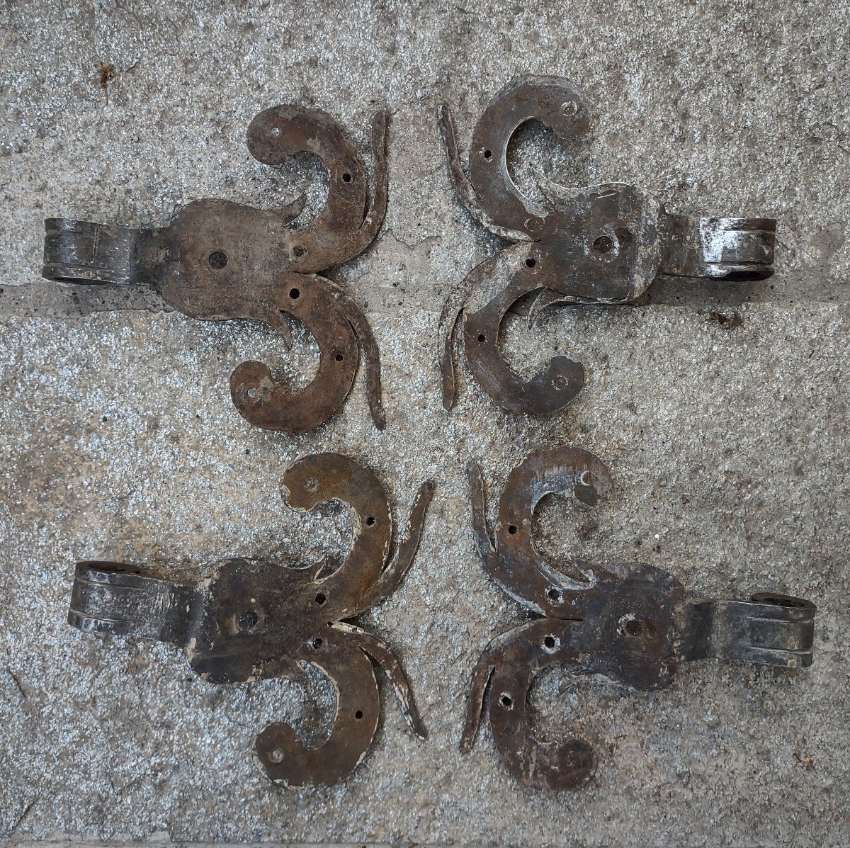 4 Pentures En Fer Forgé XVIIe Siècle-photo-3