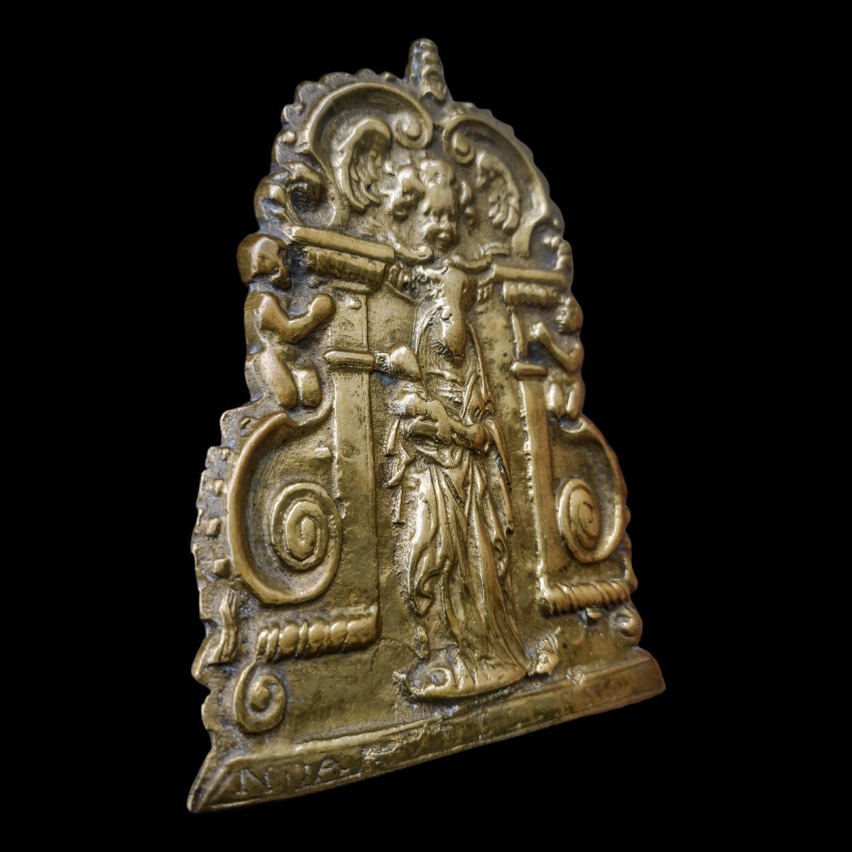 Bronze Pax Depicting The Vierge With The Child Italy Late XVI Century-photo-3