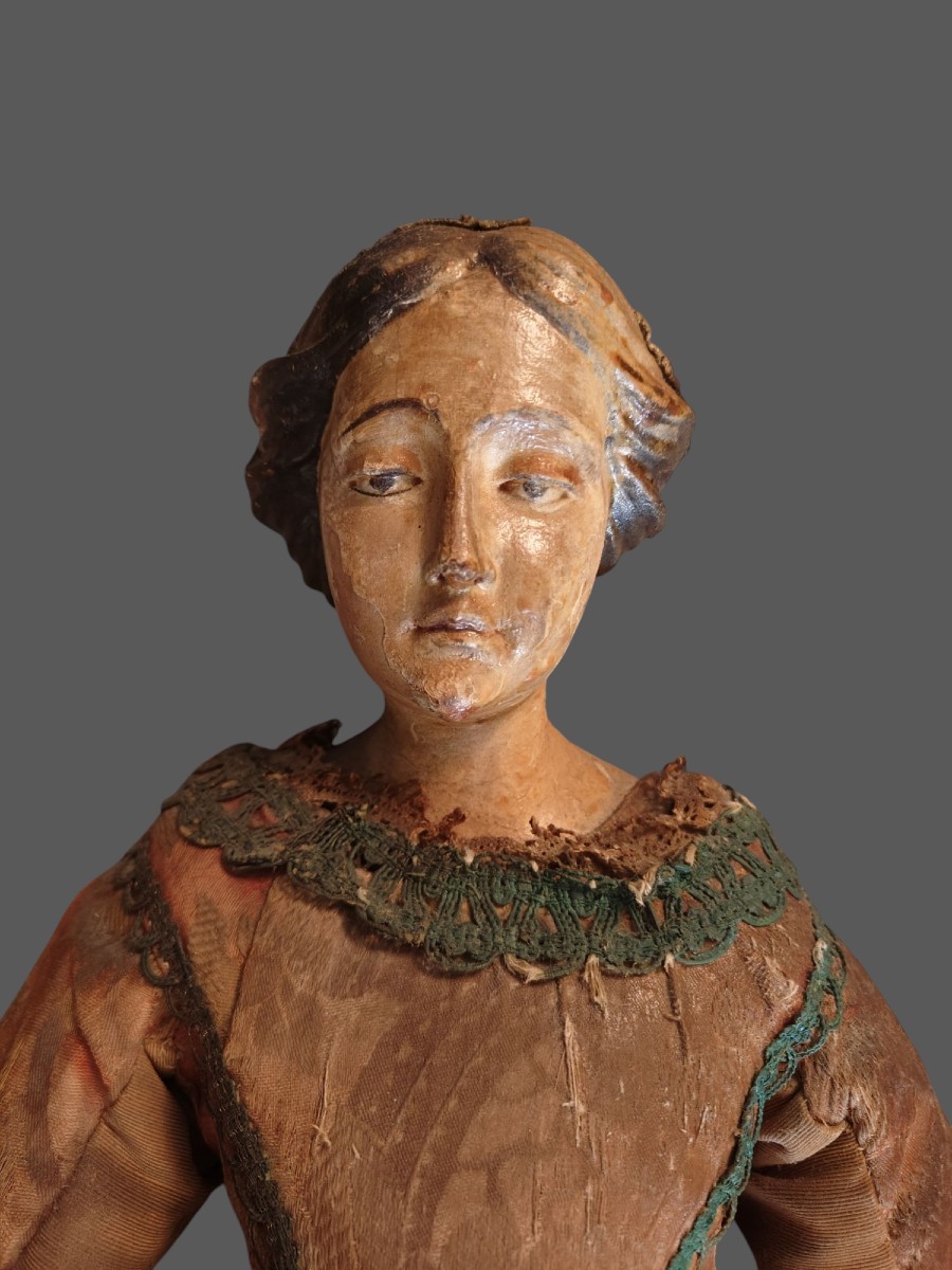 Buste De Mannequin En Bois Peint Et Papier Mâché XVIIIe Siècle-photo-3