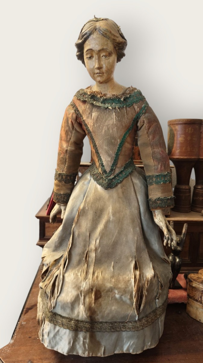 Buste De Mannequin En Bois Peint Et Papier Mâché XVIIIe Siècle-photo-1