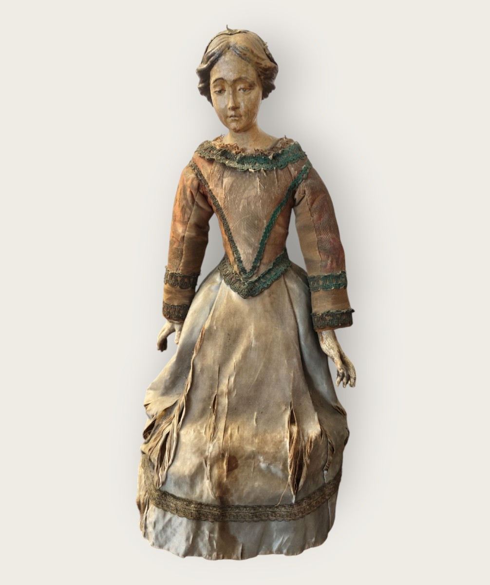 Buste De Mannequin En Bois Peint Et Papier Mâché XVIIIe Siècle