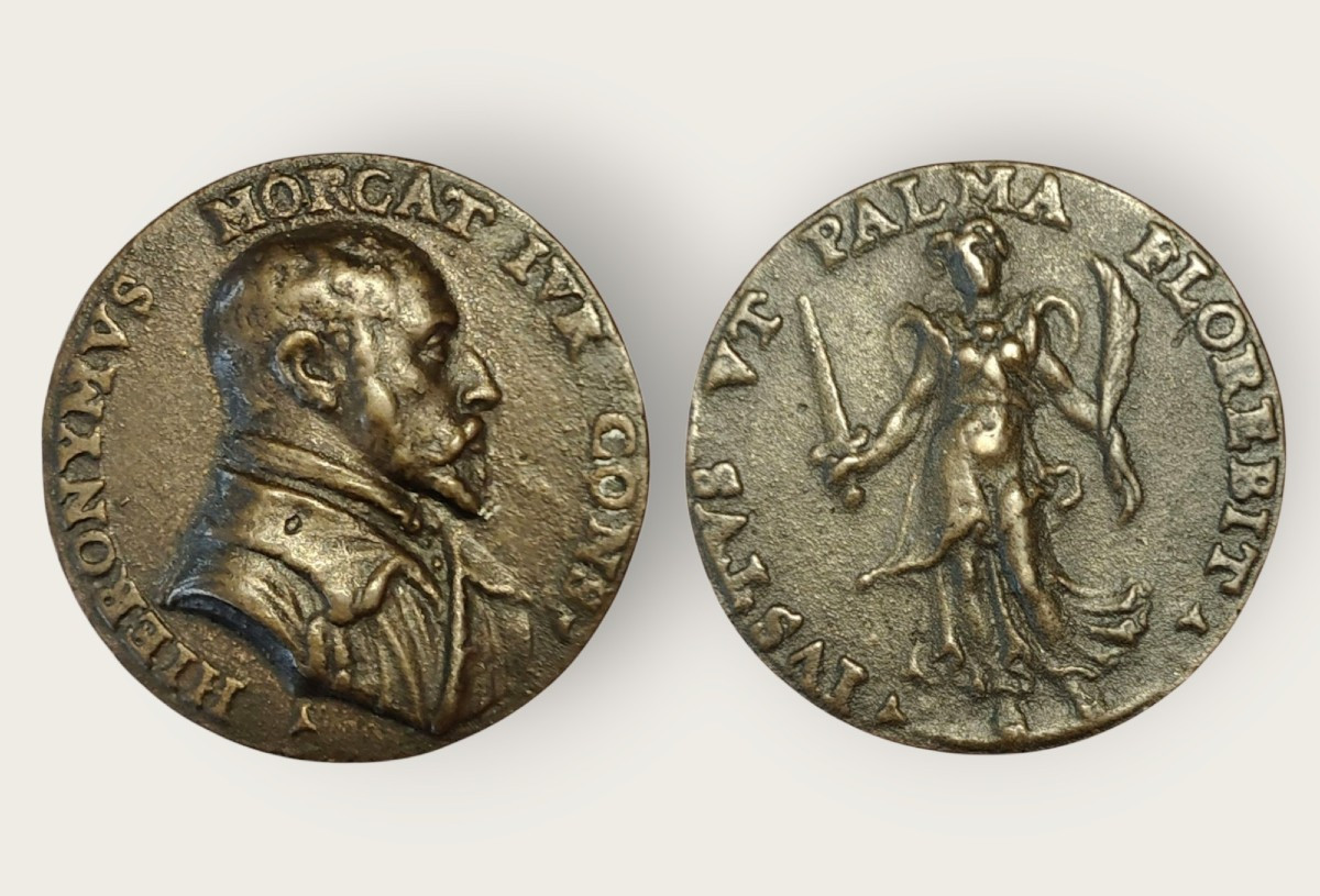 Médaille Représentant Le Juriste Hieronymus Morcat Et La Justice XVIe Siècle