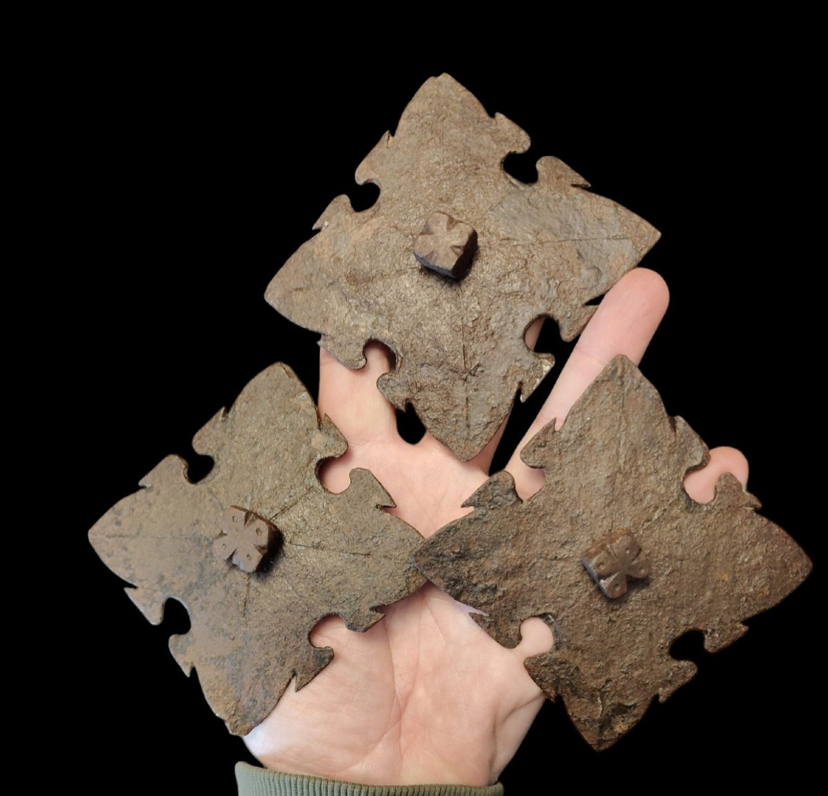 3 Large Wrought Iron Nails XVII Century
