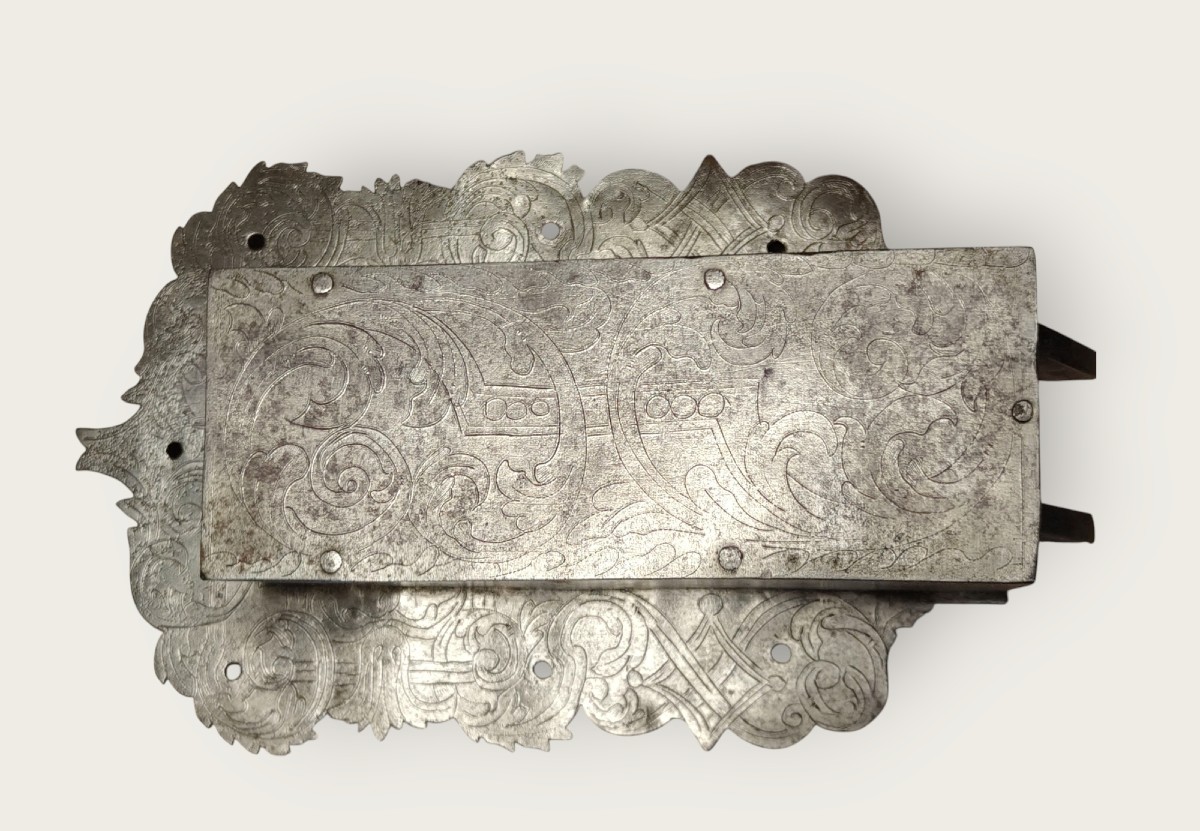 Serrure d'Armoire En Fer Forgé Et Ciselé XVII-XVIIIe Siècle-photo-8