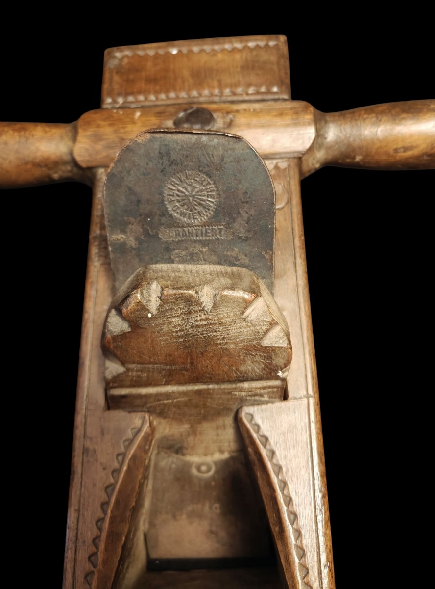 Large Carved Austrian Wooden Planer Dated 1856-photo-4
