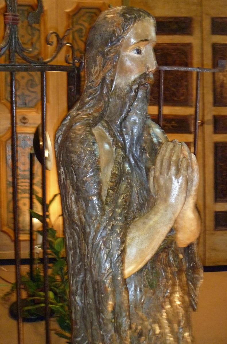 Wooden Statue Representing Saint Onuphre North Italy XV- XVI Century -photo-2