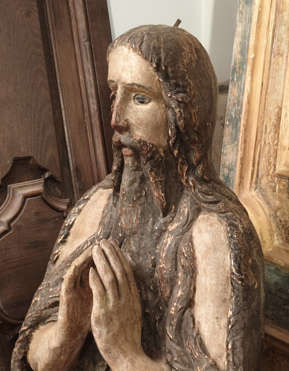Wooden Statue Representing Saint Onuphre North Italy XV- XVI Century -photo-5