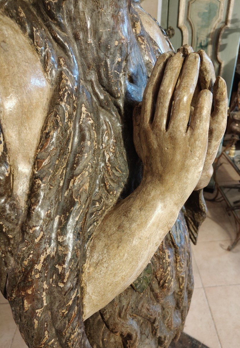 Wooden Statue Representing Saint Onuphre North Italy XV- XVI Century -photo-8