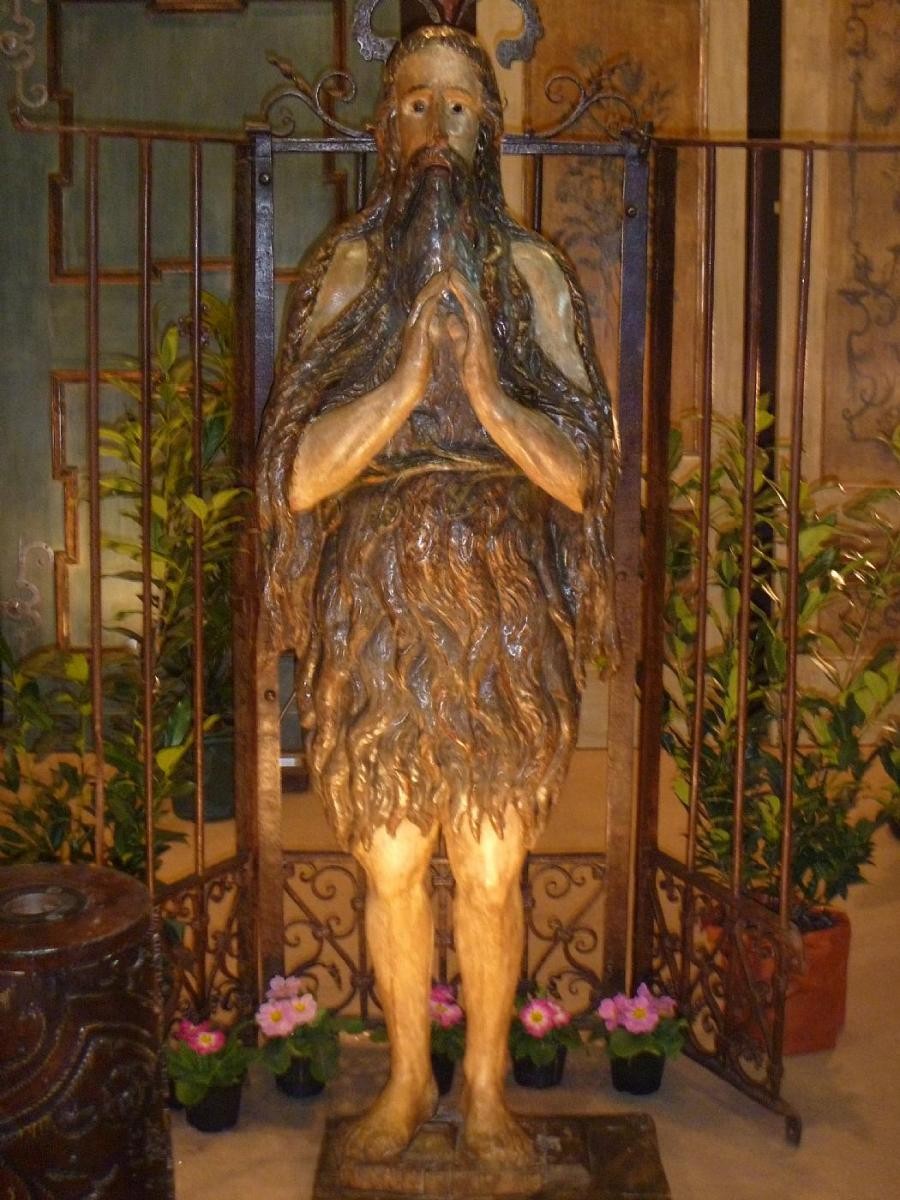 Wooden Statue Representing Saint Onuphre North Italy XV- XVI Century 