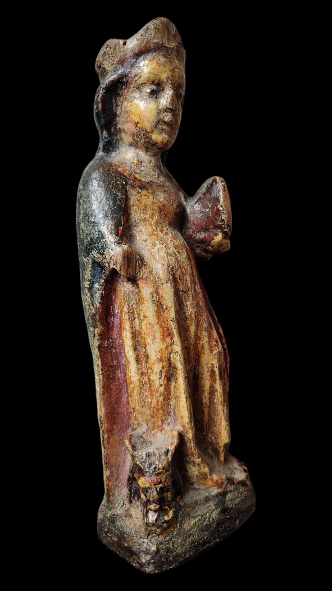 Piar Of Polychromed Small Statues Italy XV Century-photo-4