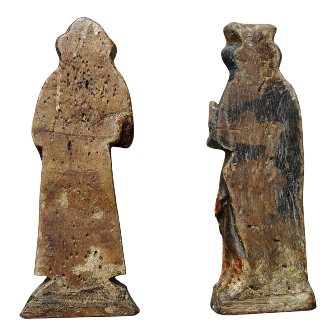 Piar Of Polychromed Small Statues Italy XV Century-photo-3