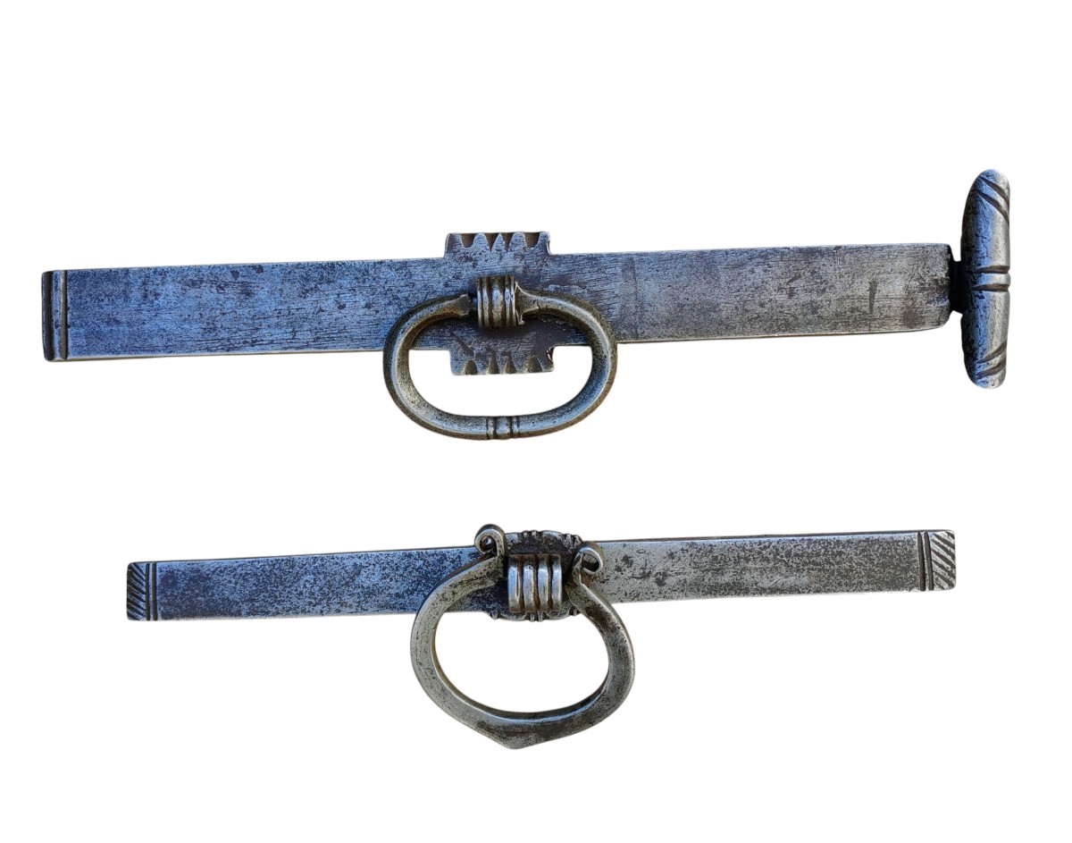 2 Italian Wrought Iron Bolts XVIII Century