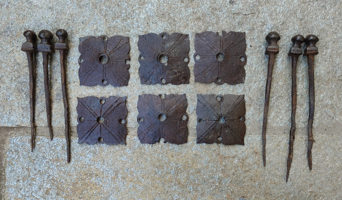 6 Large Wrought Iron Nails Sapin XVII-xviii Century-photo-2
