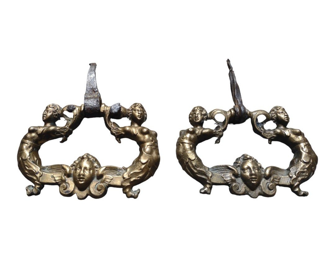 Paire De Poignées En Bronze XVIIe siècle-photo-2