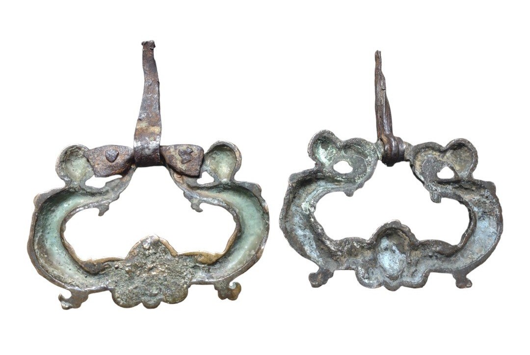 Paire De Poignées En Bronze XVIIe siècle-photo-1