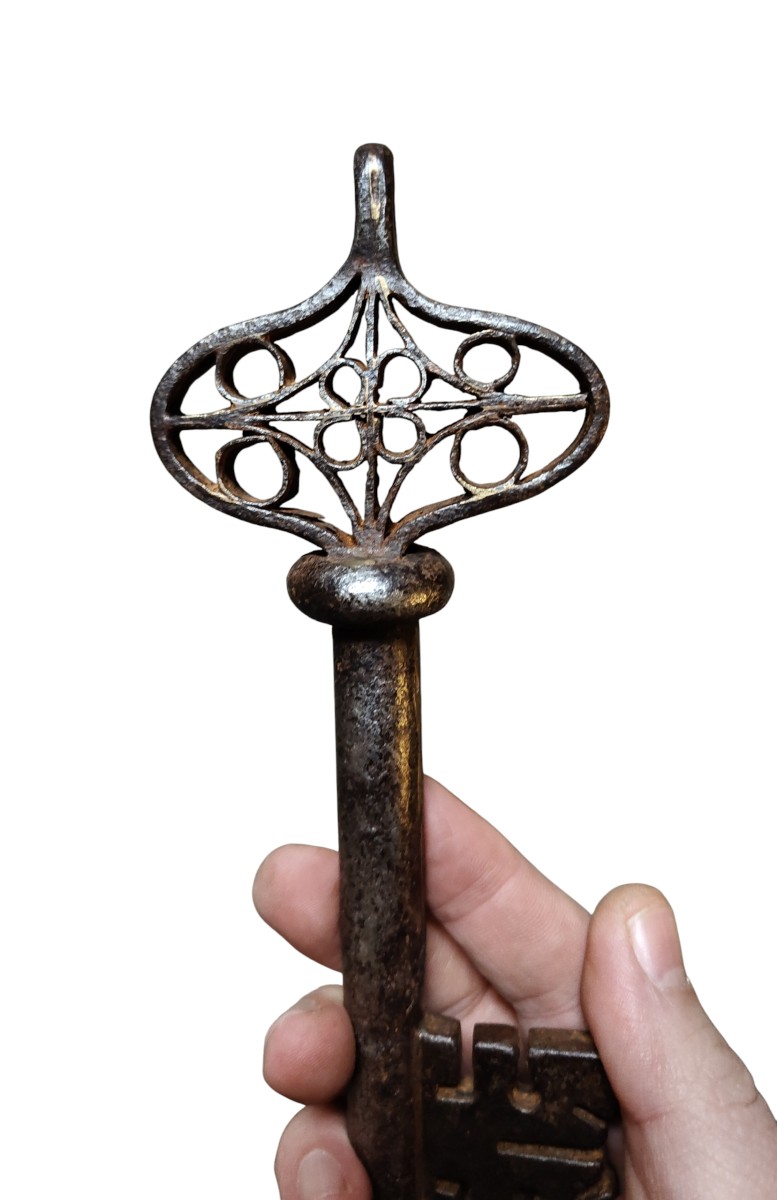Large Iron Venteian Key XVI Century 18 Cm-photo-3