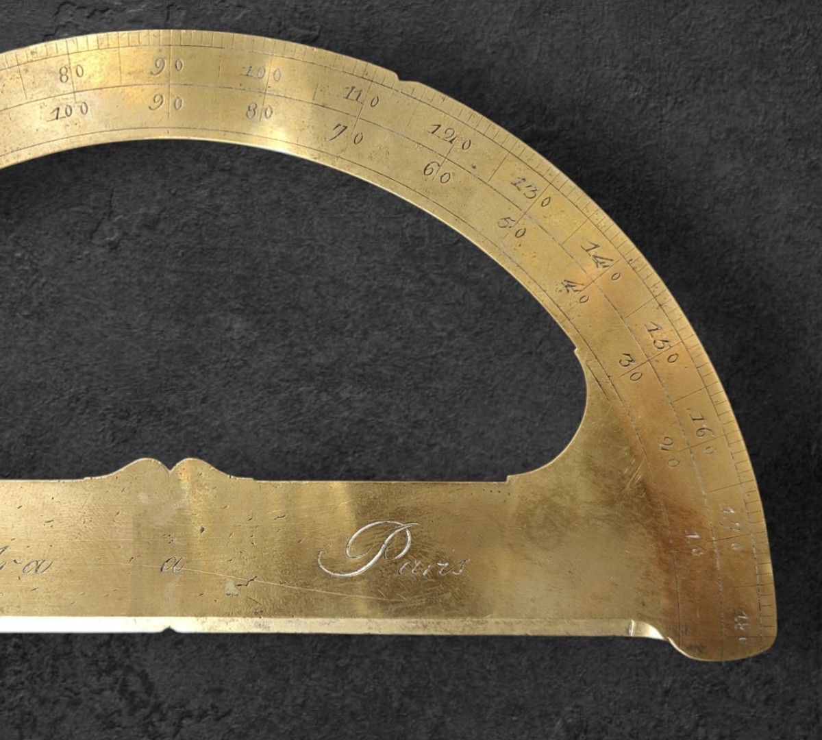 Rapporteur en laiton doré Signé Poudra à Paris-photo-3