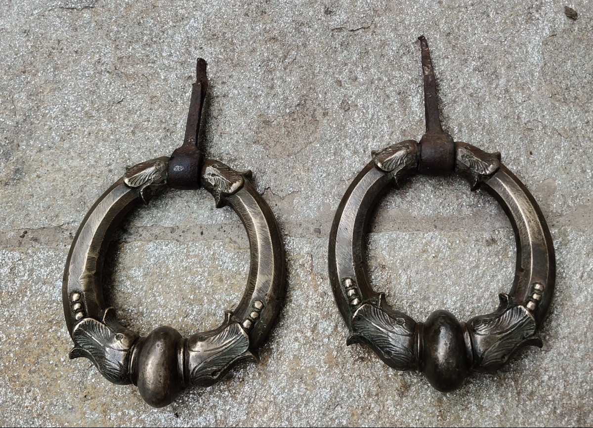 Large Paire Of Bronze Door Knockers Milano Late XVII-early XVIII Century-photo-3