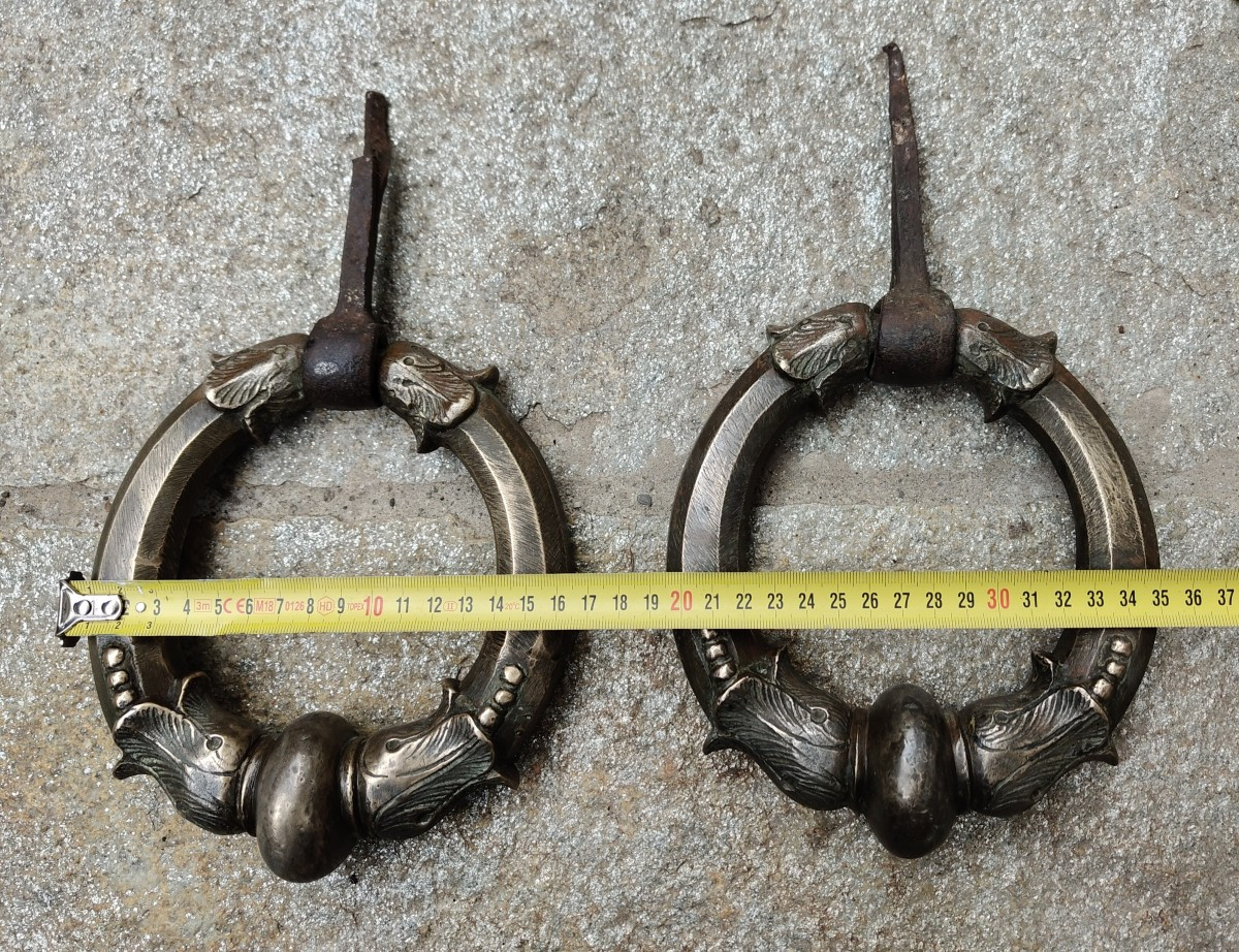 Large Paire Of Bronze Door Knockers Milano Late XVII-early XVIII Century-photo-2