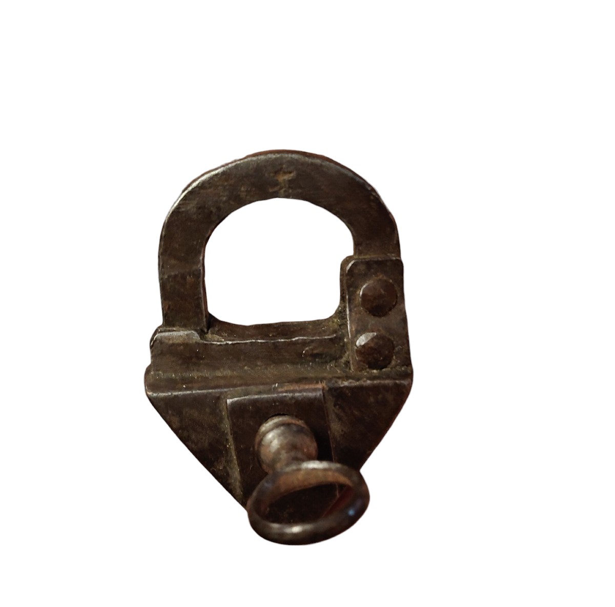 Small Trianngular Wrought Iron Padlock Germany XVII Century-photo-2