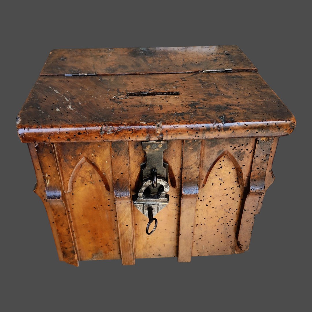 Haute Epoque Wooden Alms Box