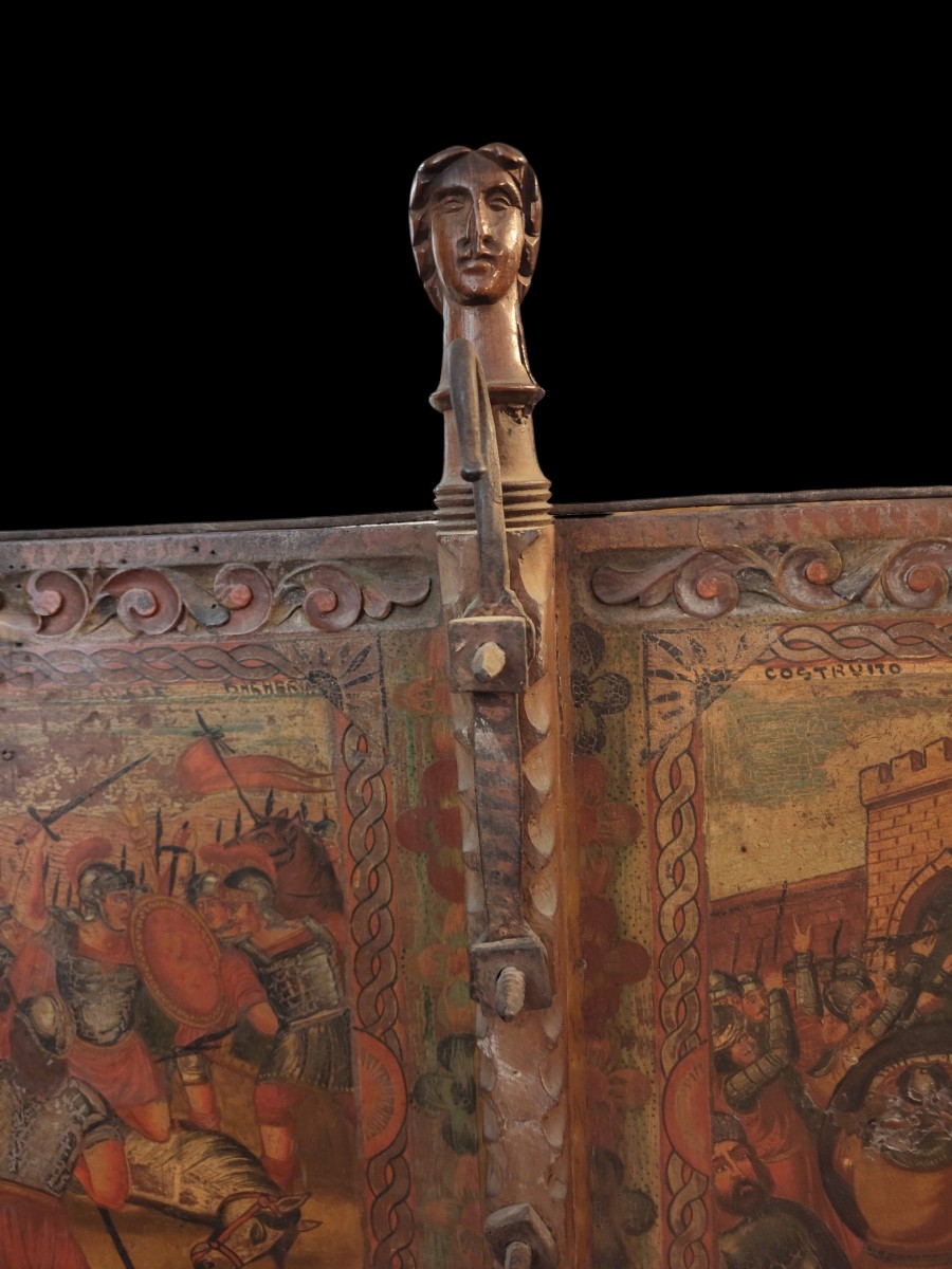 Elément De Charrette Sicilienne début XXe siècle signé Domenico Ducato e Paolo Gagliardo-photo-1