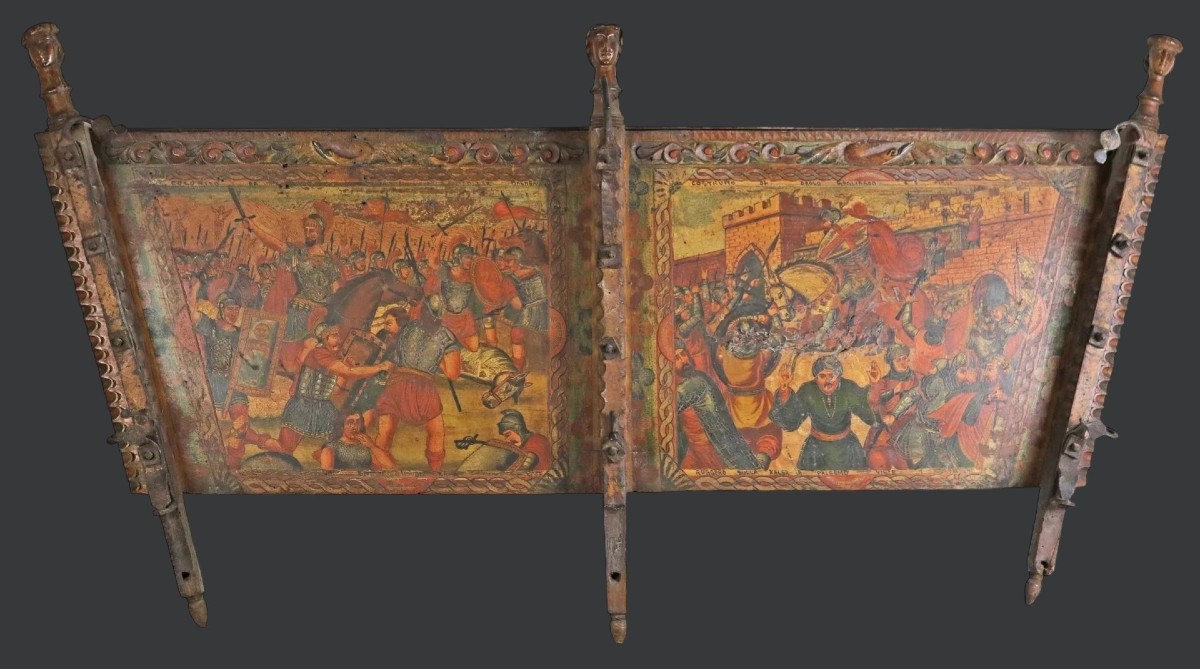 Elément De Charrette Sicilienne début XXe siècle signé Domenico Ducato e Paolo Gagliardo