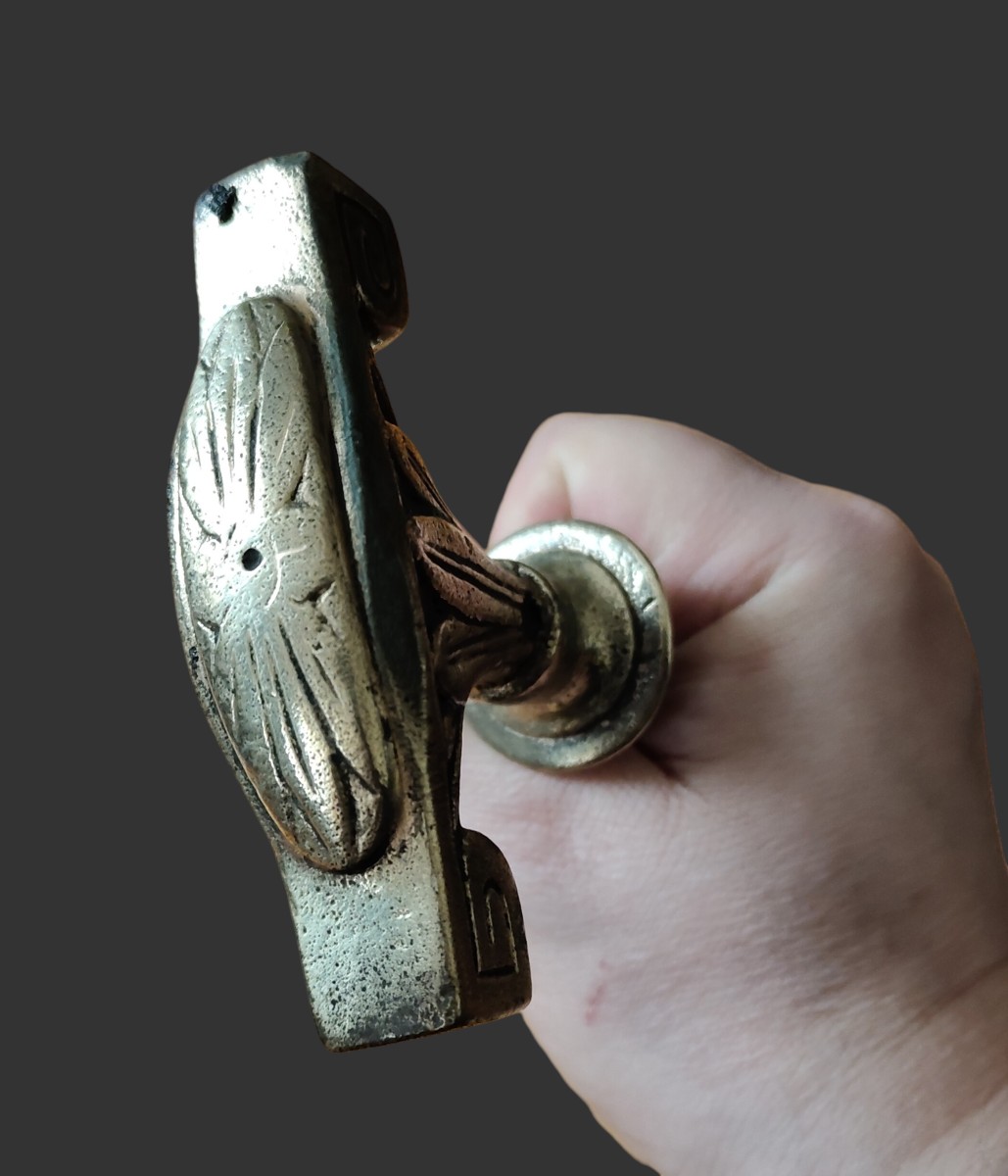 Louis XVI Wrought And Gilded Iron Door Handle-photo-2