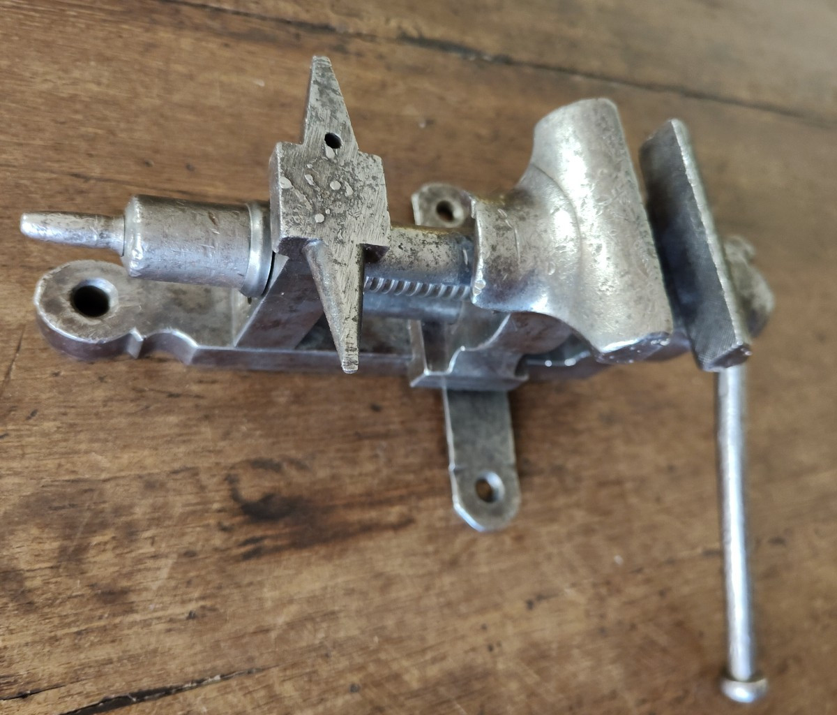 Forged Iron Bench Vise Equipped With A Small Anvil Early XX Century