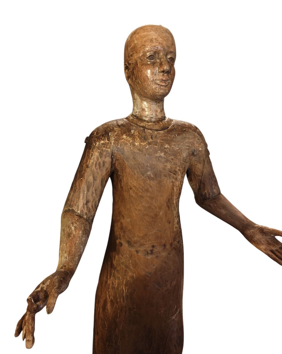 Italian Wooden Painted Mannequin XVIII Century Height 92 Cm-photo-2