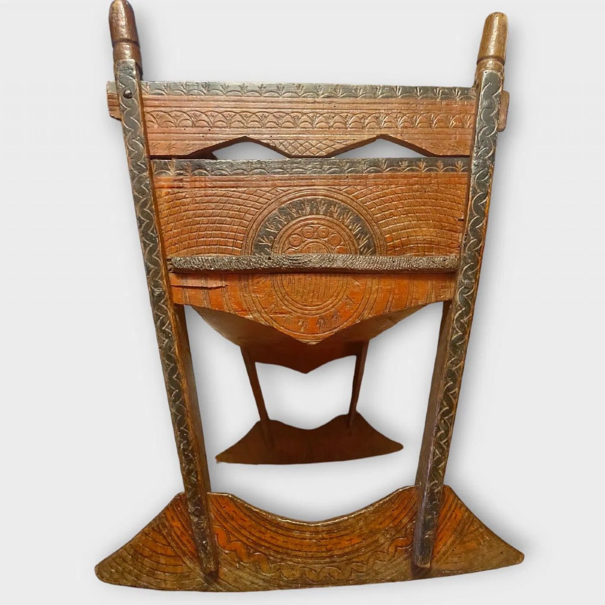 Berceau en bois peint Alpes Italiennes (Valsesia) début XIXe siècle-photo-5